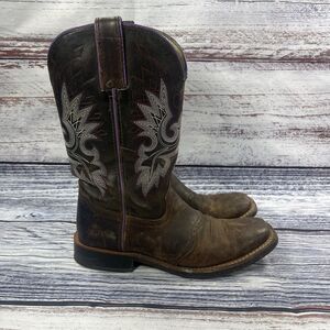 Double H Brown Leather Square Toe Western Boots, Women’s Size 6.5